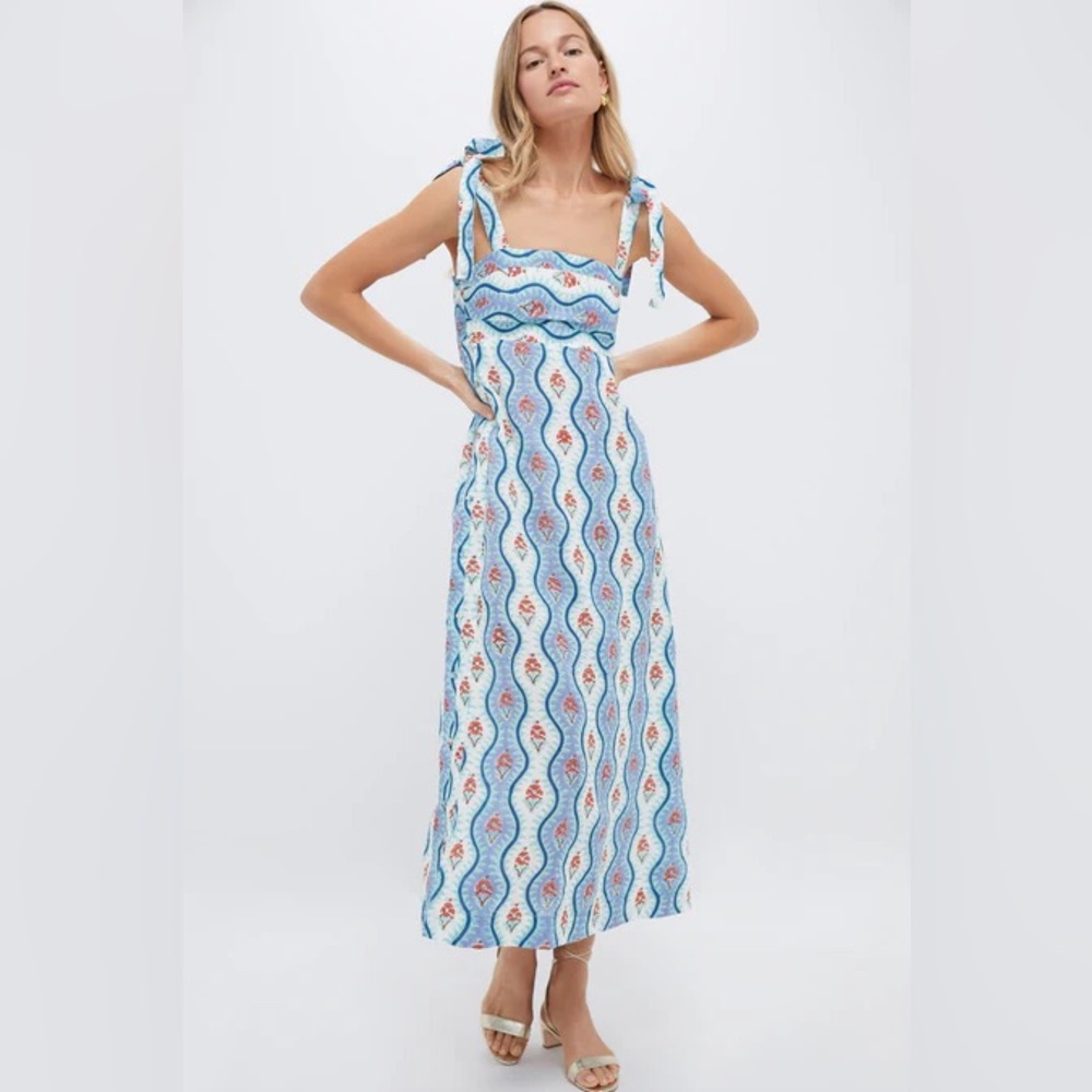 Hannah Blue and White Sleeveless Maxi Sundress